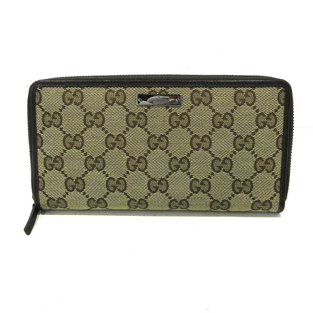 Gucci GG Canvas Round Zip Long Wallet Beige Cream